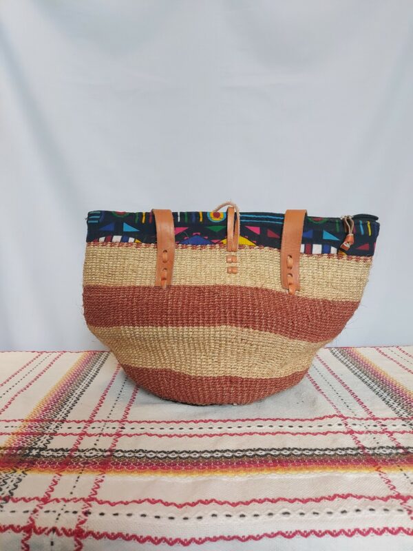 Sisal bag with leather straps - Image 6