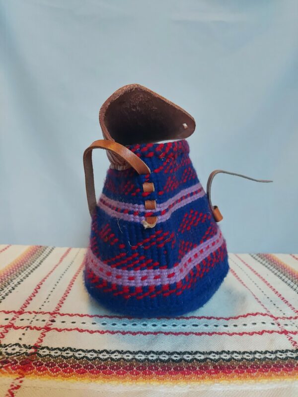 Woven wool bag with leather straps - Image 4