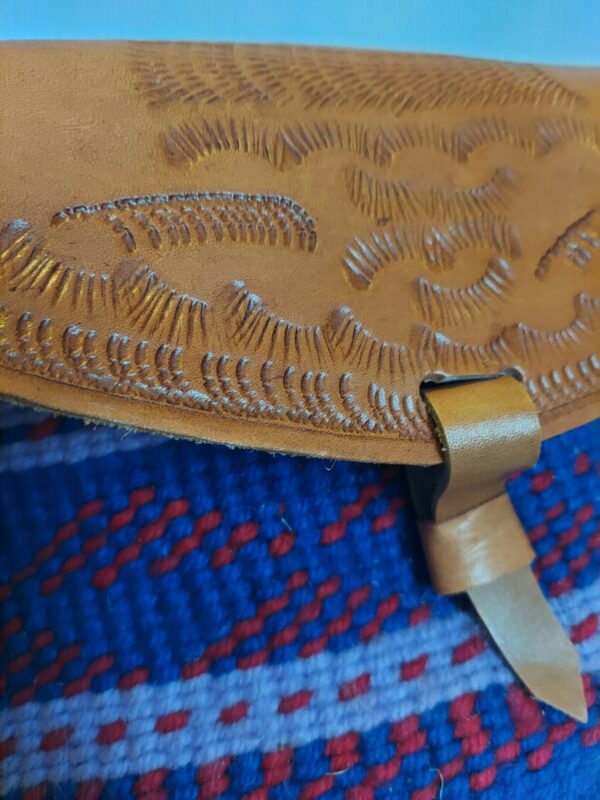 Woven wool bag with leather straps - Image 7