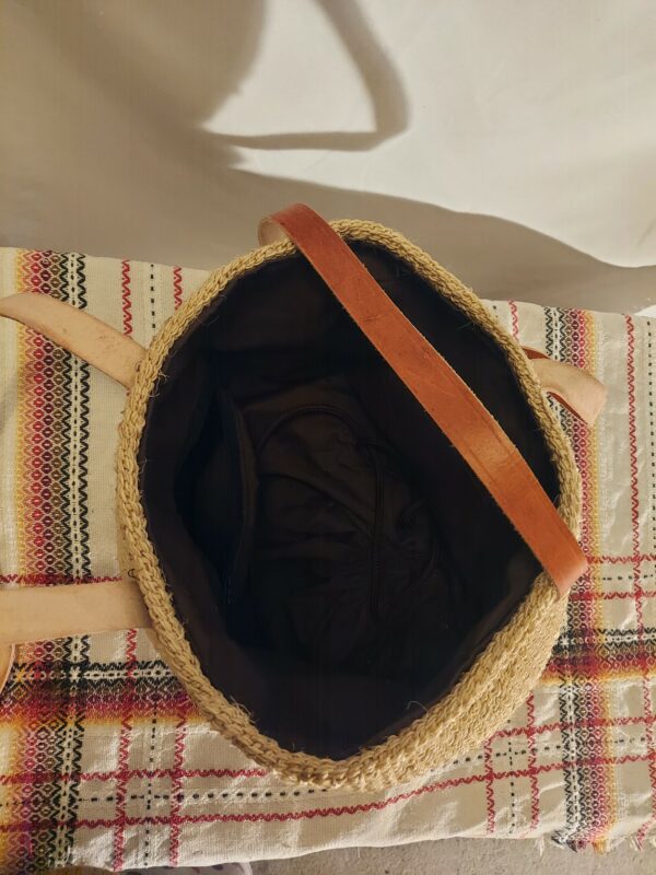 Sisal bag with leather straps - Image 4