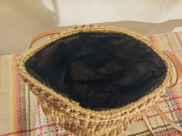 Sisal bag with leather straps - Image 4